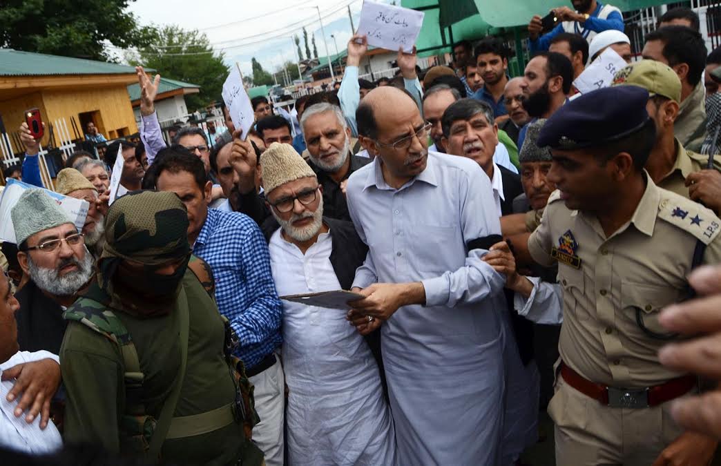 Unionist Opposition party, National Conference, on Thursday held a protest demonstration outside the civil secretariat in Srinagar